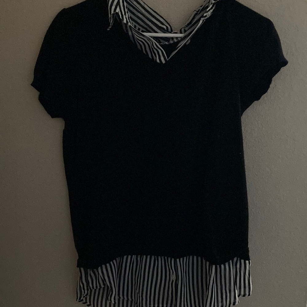 black and white striped sweater + undershirt duo